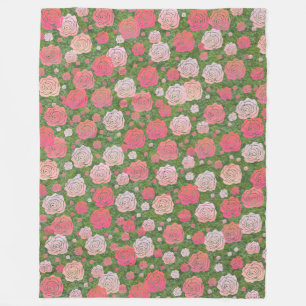 Wild Rose Garden Fleece Blanket