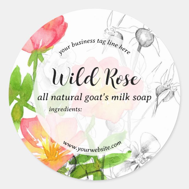 Wild Rose Handmade Soap Skincare Product Label (Front)