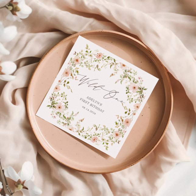 Wild Rose Kids First Birthday Paper Napkin (Creator Uploaded)