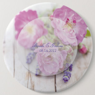 Wild Rose & Lavender Summer Flower Wedding 6 Cm Round Badge