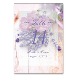 Wild Rose & Lavender Summer Wedding Table Number