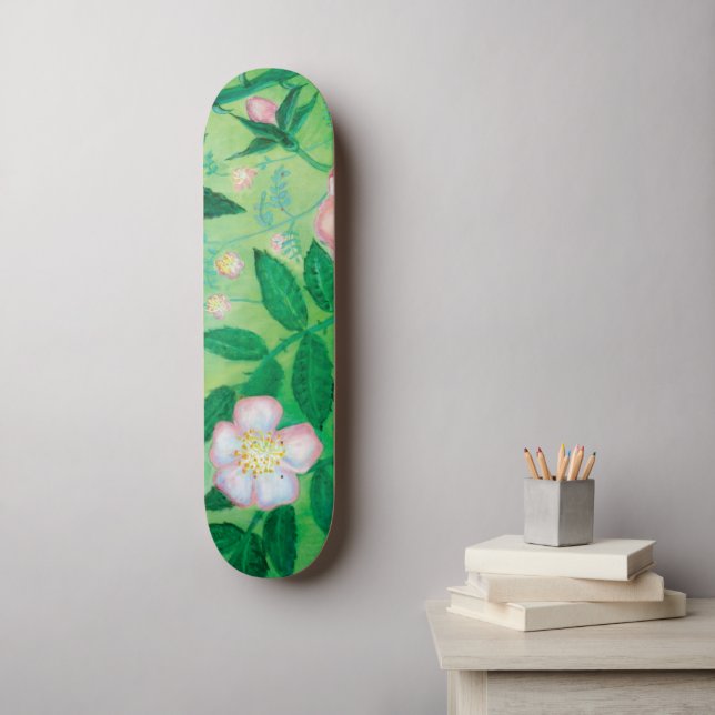 Wild Rose Rosa Canina flowering Skateboard (Wall Art)