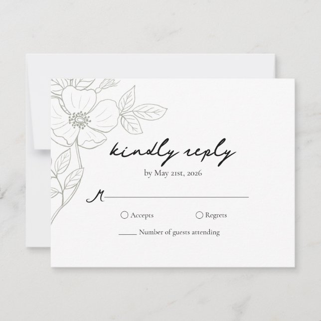 Wild Rose Sage Wedding RSVP Card (Front)