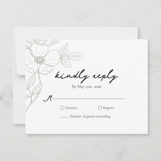 Wild Rose Sage Wedding RSVP Card