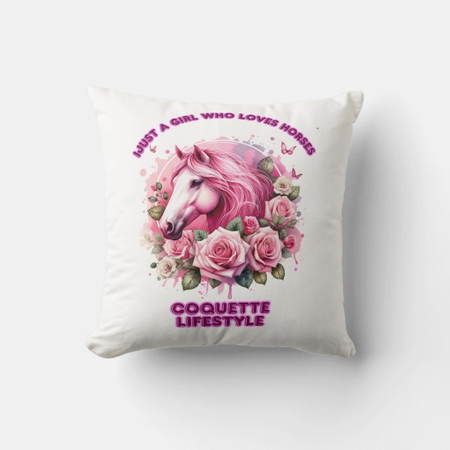 "Wild Rose Spirit"Coquette Woman T Shirt Cushion (Front)