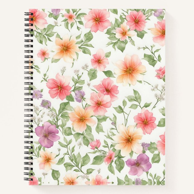 Wild Rose watercolor Spiral Notebook (Front)