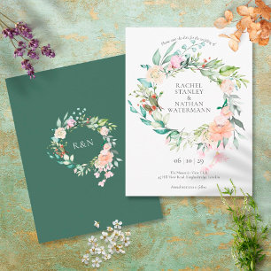 Wild Rose Watercolour Garland Save the Date Postcard
