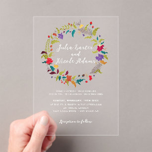 Wild Rose Woods Exotic Flower Garden Wedding Acrylic Invitations