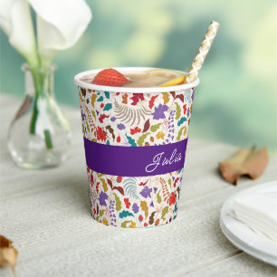 Wild Rose Woods Exotic Flower Garden Wedding Paper Cups