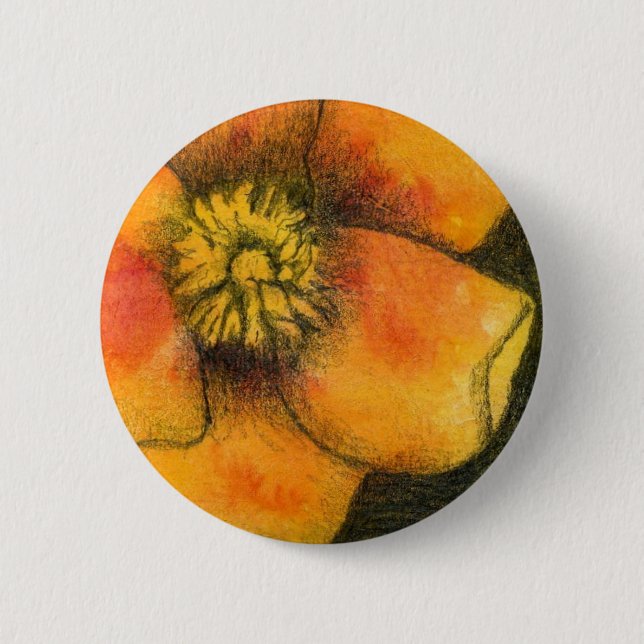 "Wild Rose Yellow" Floral Button (Front)