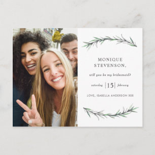 Wild Rosemary Botanical Will You Be My Bridesmaid? Invitation Postcard