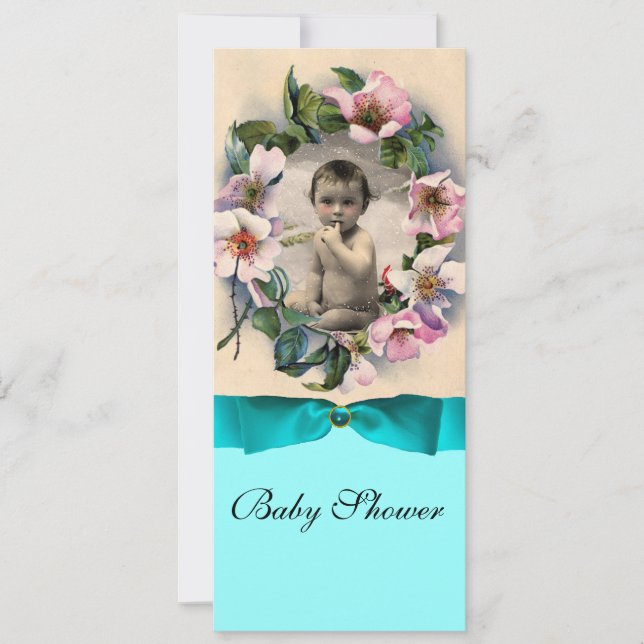 WILD ROSES AND BLUE RIBBON PHOTO TEMPLATE MONOGRAM (Front)