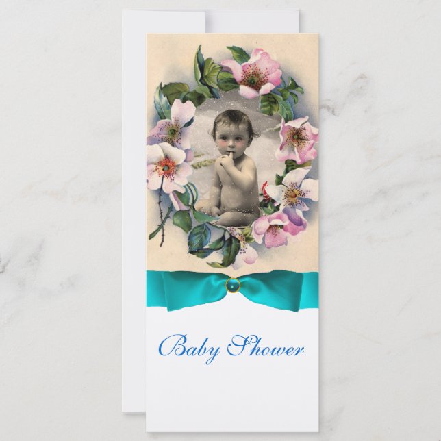 WILD ROSES AND BLUE RIBBON PHOTO TEMPLATE MONOGRAM (Front)