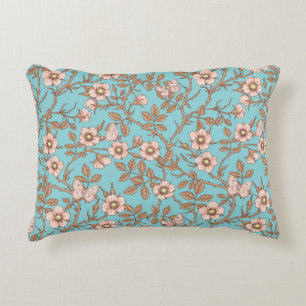 Wild roses and butterflies /pink/brown/pool decorative cushion