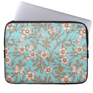 Wild roses and butterflies /pink/brown/pool laptop sleeve