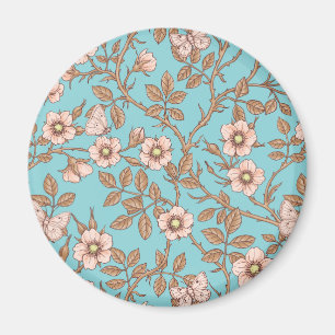 Wild roses and butterflies /pink/brown/pool magnet