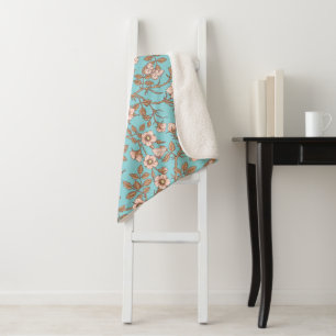 Wild roses and butterflies /pink/brown/pool sherpa blanket