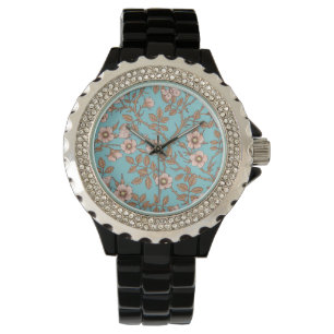 Wild roses and butterflies /pink/brown/pool watch
