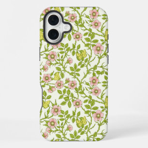 Wild roses and butterflies /pink/pale green/yellow iPhone 16 plus case