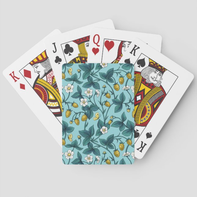 Wild roses and butterflies /pink/pale green/yellow playing cards (Back)