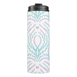 Wild roses and butterflies /pink/pale green/yellow thermal tumbler