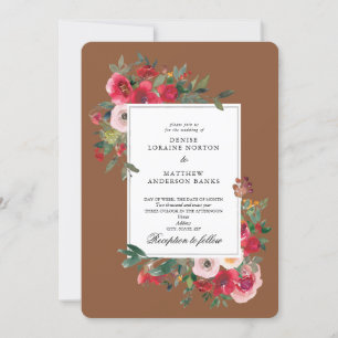Wild Roses and Caramel Cafe Colour Invitation