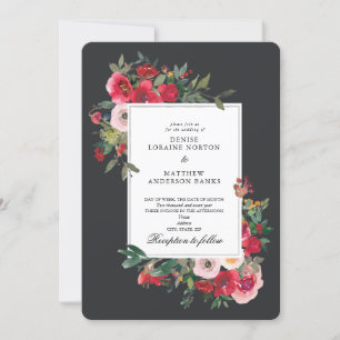Wild Roses and Caviar Black Invitation