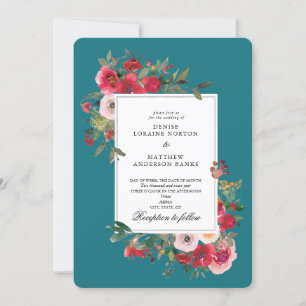 Wild Roses and Harbour Blue Invitation