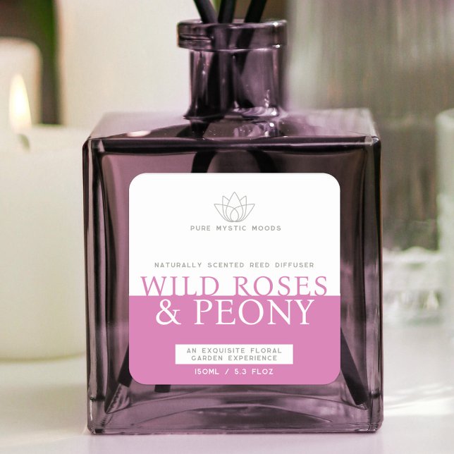 Wild roses and peony pink reed diffuser label (Creator Uploaded)