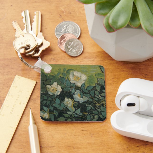 Wild Roses by Vincent van Gogh Key Ring (Desk)