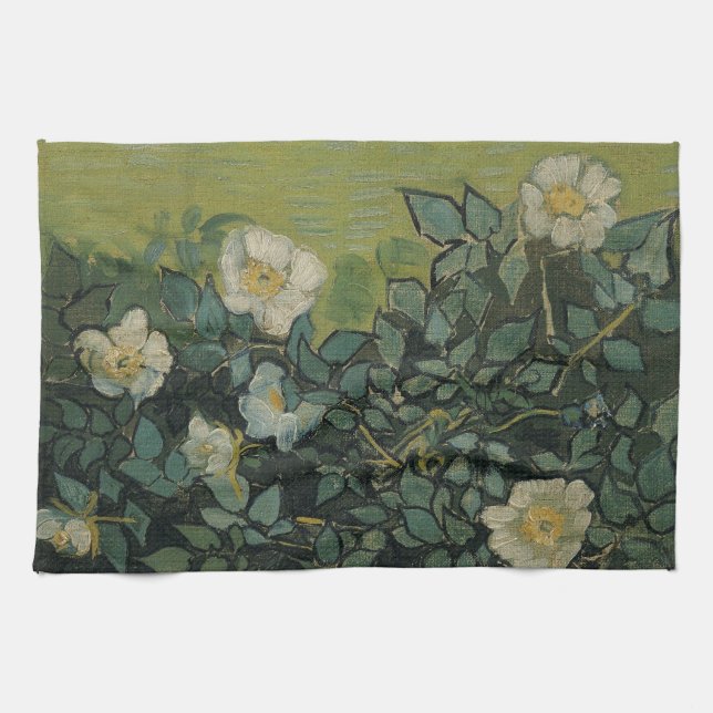 Wild Roses by Vincent van Gogh Tea Towel (Horizontal)