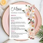 Wild roses Elegant Dog rose Wedding Menu<br><div class="desc">Wild roses Watercolor floral Elegant Dog rose Wedding Flat Menu</div>