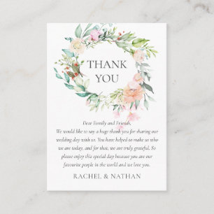 Wild Roses Garland Wedding Thank You Place Card