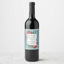 Wild Roses & Harbour Blue Stripe Wine Label