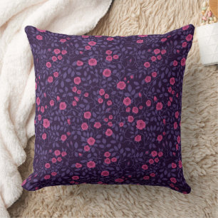 Wild roses in pink and purple cushion
