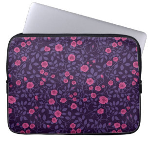 Wild roses in pink and purple laptop sleeve