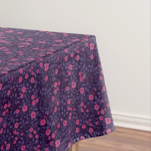 Wild roses in pink and purple tablecloth