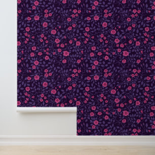 Wild roses in pink and purple wallpaper