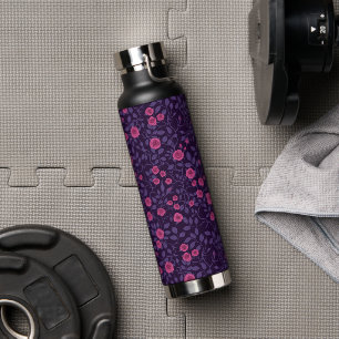 Wild roses in pink and purple water bottle