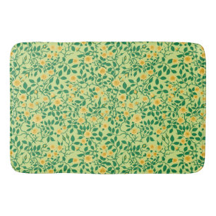 Wild roses in yellow and green bath mat
