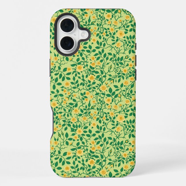 Wild roses in yellow and green iPhone case (Back)