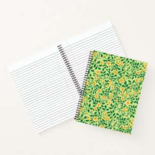 Wild roses in yellow and green notebook