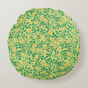 Wild roses in yellow and green round cushion