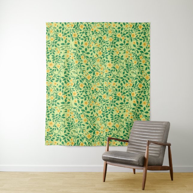 Wild roses in yellow and green tapestry (In Situ)