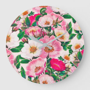 Wild Roses Large Clock
