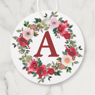 Wild Roses on White Background Favour Tags
