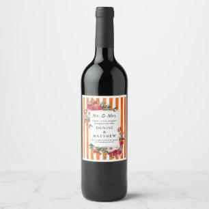 Wild Roses & Orange Tiger Stripes Wine Label