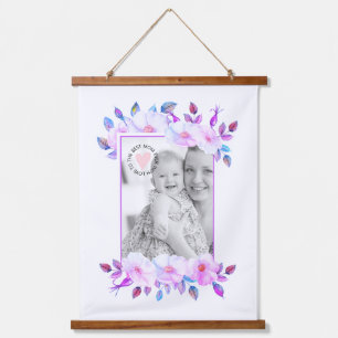Wild roses purple border Mother's Day photo Hanging Tapestry