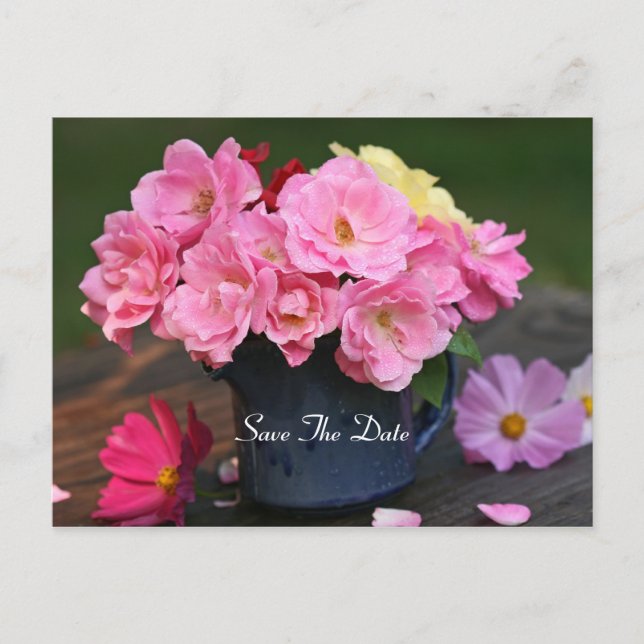 Wild Roses Save The Date Postcard (Front)