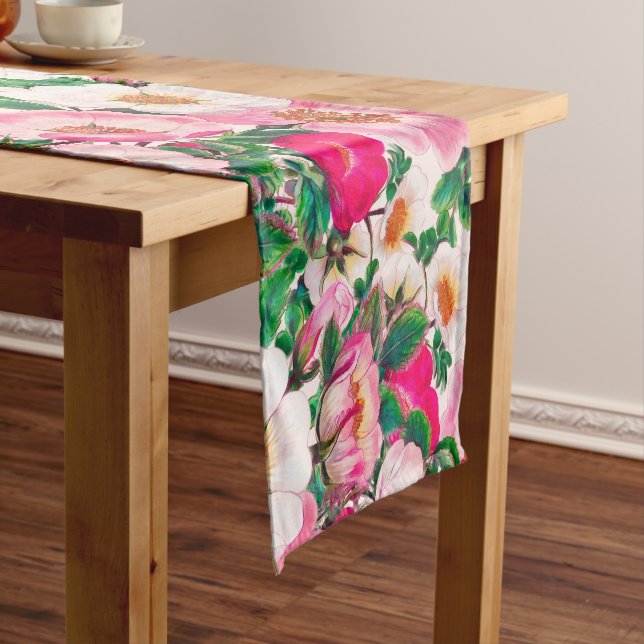 Wild Roses Short Table Runner (In Situ)